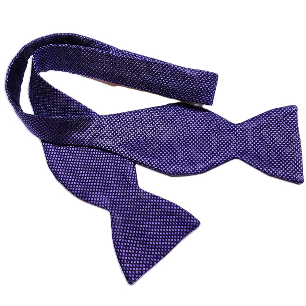 Carrot & Gibbs Handmade Pure Silk Purple Geometric Adjustable Bow Tie USA